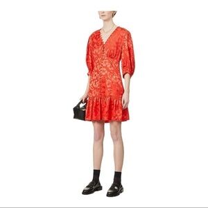SANDRO Azelie silk-blend mini dress (red)